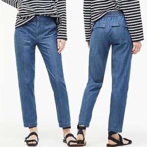 J. Crew Zip-up Indigo Seaside High Rise Chambray Pants, size 0